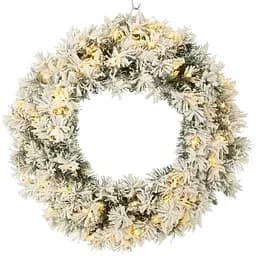 Різдвяний вінок J-line з LED-підсвіткою та засніженою хвоєю 44 см (27205)