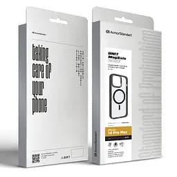Чехол Apple iPhone 14 Pro Max, Unit MagSafe, черный, прозрачный, магсейф, противоударный, магнитный, панель-накладка с поддержкой MagSafe, с поддержкой беспроводной зарядки, TPU+PC, защита всего корпуса, ударопрочный, ArmorStandart (ARM66951) - мініатюра 6