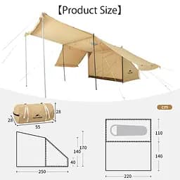 Намет одномісний з тентом Naturehike CNK2450WS026 (Коричневий) - мініатюра 3