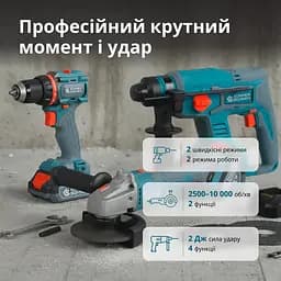 Konner & Sohnen Набір із трьох аккумуляторних інструментів Konner&Sohnen KS RHAGD 20V SET 3 PLUS 20В шурупокрут, шліфувальна машина кутова KS AG20V-125VR, перфоратор KS RH20V-22-4, ЗП 43А 43А. - мініатюра 4
