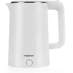 Електрочайник Holmer HKS-212S, білий, 1500 Вт, 1.8 л, дисковий, пластик/нержавіюча сталь, подвійні стінки, блокування включення
