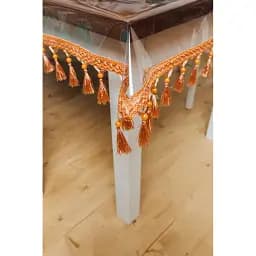 Скатерть силиконовая с персиковой бахромой 320х130 см