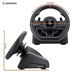 Кермо і педалі GamePro RW038PM з коробкою передач PC/XBOX/SWITCH/PS3/PS4 - мініатюра 7