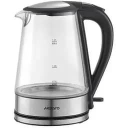 Электрочайник Ardesto EKL-F110, серебристый/черный, 2150W, 1.7 л, дисковый, стеклопластик, индикатор уровня воды