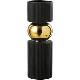 Ваза J-line стеклянная черная с золотом 30 см (49650)