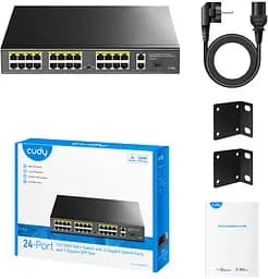 Комутатор Cudy FS1026PS1 24 порт10/100M PoE+ Switch with 2 Gigabit Port+ 1SFP 300W - мініатюра 3