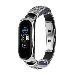 Ремінець вінтажний Carprie для фітнес-браслета Xiaomi Mi Band 7 Type B Black silver - мініатюра 2