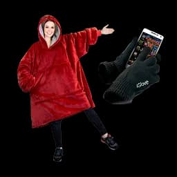 Плед с капюшоном Huggle Hoodie + Перчатки для сенсорных экранов iGlove