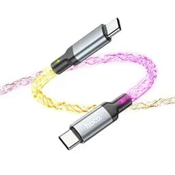 Кабель Hoco Type-C to Type-C Shine зарядный кабель для передачи данных U112, 1 м 60 Вт серо-прозрачный