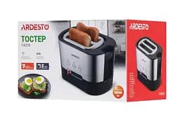 Тостер Ardesto T-K210, Steel Black, 1000W, 2 тости, 2 відділення, 10 режимів підсмажування, автоцентрування, кнопка скасування приготування, підігрів, підсвічення кнопок управління, функція додаткового підйому - мініатюра 6