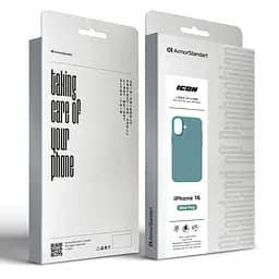 Силиконовый чехол для Apple iPhone 16, ICON2 Case, голубой, противоударный, панель, защита всего корпуса, матовая поверхность Soft Touch, выступает над дисплеем, совместим с защитными стеклами и пленками, с микрофиброй, ArmorStandart (ARM79629) - мініатюра 9