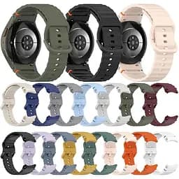 Силіконовий ремінець BeCover Ribbed Tape для Samsung Galaxy Watch (20 mm) 3 41 mm/4 40mm-44mm/5 40-44mm/6 40-44mm/7 40-44mm Cream (712039) - мініатюра 5