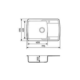 Кухонна мийка Adamant Optimaks 775x495x200 чорний металік 528223, Чорний - мініатюра 2