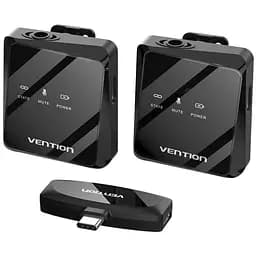 Бездротовий подвійний петличний мікрофон Vention USB-C 2-Pack Wireless Lavalier Black - мініатюра 4