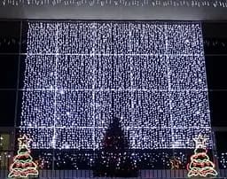 Гирлянда штора занавес Водопад 3х3 м 280 LED большая лампа 3D (белый шнур, с переходником) Белый свет