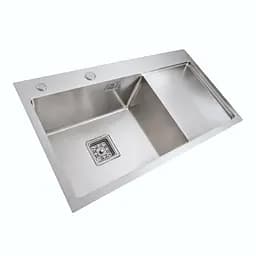 Кухонна мийка Platinum Handmade 780x430x220 L нержавійка (квадратний сифон,3.0/1.0), Нержавіюча сталь - мініатюра 3