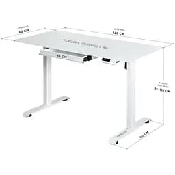 Стіл Mealux PowerDesk Glass White з електрорегулюванням висоти (EVO-201 Glass/White) - мініатюра 2
