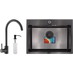 Набір Mixxus SET-6045-200x1.0-PVD (мийка+змішувач+диспенсер) (MX0587)