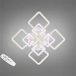 Стельова LED-люстра Diasha 8157/4+4WH 190W, 60x60x12 см, 3 кольори світла, диммер, пульт