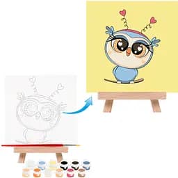 Картина за номерами Rosa Start Совеня 15х15 см з мольбертом