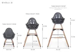 Стілець для годування Childhome Evolu 2 з бампером антрацит (CHEVOCHNA) - мініатюра 8