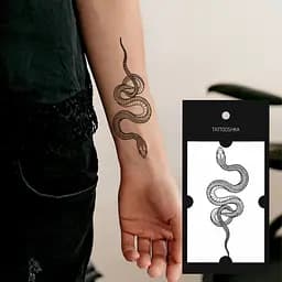 Тату тимчасове Змія Tattooshka L-5 10 см Чорний shop (5805800012759) - мініатюра 2