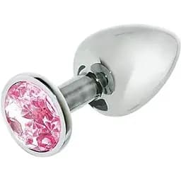 Металева анальна пробка Mai Attraction Toys №74 з рожевим кристалом