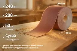 Наждачний папір Alloid Building Tools на тканинній основі 200 мм х 50м зерно 240 (SP-20050240) - мініатюра 5