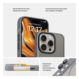 Чехол для Apple iPhone 13 Pro, Uniq MagCase, серый, противоударный, панель-накладка с MagSafe, ударопрочный TPU+PC, с магнитом MagSafe, поддержка полноценной беспроводной зарядки, ArmorStandart (ARM75283) - мініатюра 3