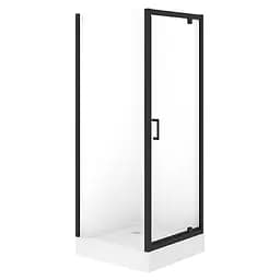 Душевая кабина Cersanit Brasco 80x80 см квадратная распашная прозрачное стекло на мелком поддоне black S601-2 32, прозрачный, черный
