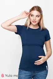 Базова футболка для вагітних та годуючих мам Margo 2XL Юла Мама Синій