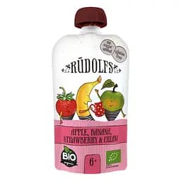 Пюре Rudolfs Pouch Смузі яблуко-банан-полуниця з вершками, 110 г