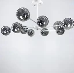 Стельова люстра на 10 графітових плафонів в білому корпусі Ø 90 см | Line F | Арт. 8122/10 E27 WT+CH+GR new