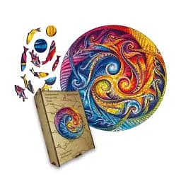 Дерев'яний фігурний пазл Мандала Спіральне Втілення, А2, Картонна коробка 300+ елементів