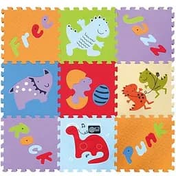 Детский развивающий игровой коврик-пазл Baby Great Развлечения динозавров, 92х92 см (GB-M1602)