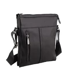 Сумка чоловіча шкіряна чорна Tiding Bag 80261A через плече пласка