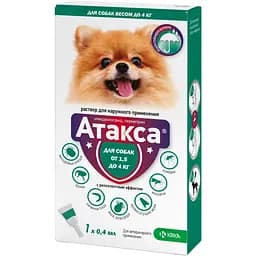 Атакса для собак KRKA №1 200 мг/40 мг спот на вагу до 4 кг 0.4 мл  