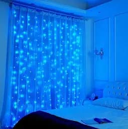 Новорічна світлодіодна гірлянда-штора Роса 2x2 м з 160 синіми LED-лампочками та живленням USB - мініатюра 4