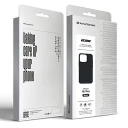 Силиконовый чехол для Apple iPhone 16 Pro, ICON2 Case, черный, противоударный, панель, защита всего корпуса, матовая поверхность Soft Touch, выступает над дисплеем, совместим с защитными стеклами и пленками, с микрофиброй, ArmorStandart (ARM78631) - мініатюра 9