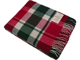 Плед вовняний Vladi Метро 200х220 біло-червоно-темно-зелений 1 (20210)