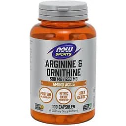 Аминокислота Now Sports Arginine and Ornithine 100 капсул