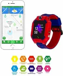 Дитячі розумні смарт годинник Q19 з камерою прослуховуванням Sim-картою Red Blue (16111) - мініатюра 5