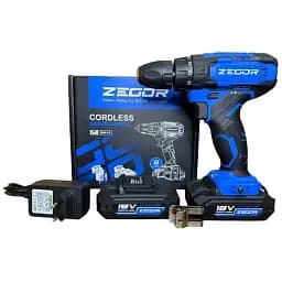 Шуруповерт аккумуляторный универсальный Zegor CDA-18/18В/35 Нм/две скорости/2 батареи 18 В 2 Ач/Реверс/Подсветка
