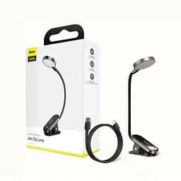 Міні лампа-прищіпка Baseus з акумулятором Comfort Mini Clip Lamp 350 мА·ч 3 режими Гнучкість 360° Чорний - мініатюра 2