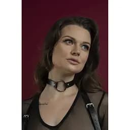 Чокер із кільцем Feral Feelings - O-Ring Collar, натуральна шкіра