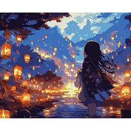 Картина за номерами Santi Дівчина на святі ліхтарів LED підсвітка 40х50 см (955109)