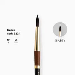 Пензель білка кругла натуральна Isabey 6221, №18, для акварелі, коротка ручка - мініатюра 2