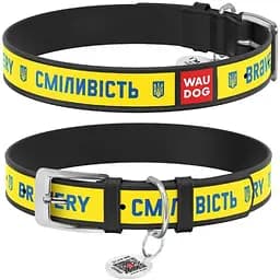 Нашийник для собак Waudog Design шкіряний з QR паспортом малюнок Сміливість XXS (4823089354101)