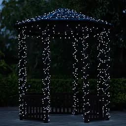 Новогодняя гирлянда уличная GarlandoPro 30 м 300 LED с солнечной батареей 8 режимов работы черный провод Белый SB300L30MBW