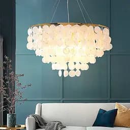 Круглая золотая люстра ATHELIA с перламутровыми пластинами Ø 80 см | Ст. 1537-800 GD | Line F